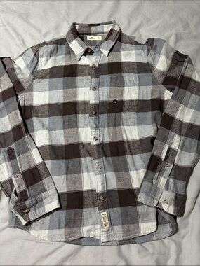 Hollister Brown and Gray Plaid Button-Down Shirt